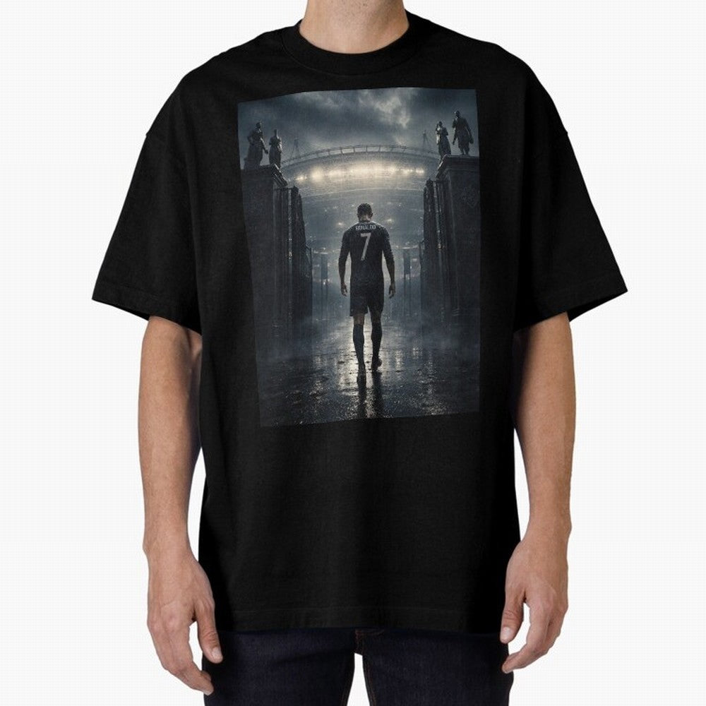 CR7 Entering a Stadium Legend Oversized T-Shirt Honor the Football Icons of Match Day Hype around FIFA World Cup 2026 USA Canada Mexico, Haaland, Brazil, Football Festival Excitement, Trophy Ambitions, Country Rivalries and Star Player Buzz; Great