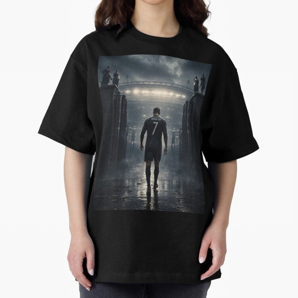 CR7 Entering a Stadium Legend Oversized T-Shirt Honor the Football Icons of Match Day Hype around FIFA World Cup 2026 USA Canada Mexico, Haaland, Brazil, Football Festival Excitement, Trophy Ambitions, Country Rivalries and Star Player Buzz; Great