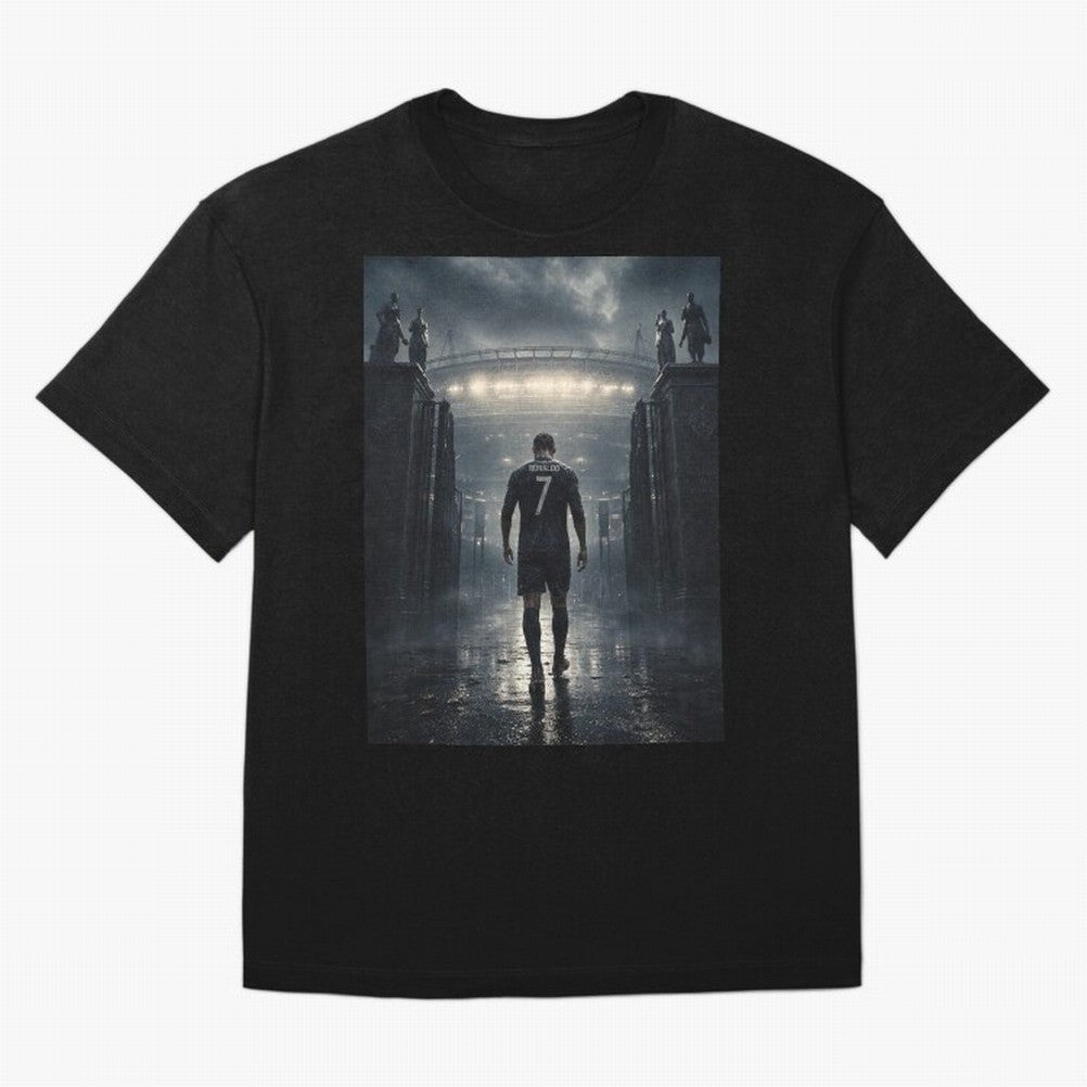 CR7 Entering a Stadium Legend Oversized T-Shirt Honor the Football Icons of Match Day Hype around FIFA World Cup 2026 USA Canada Mexico, Haaland, Brazil, Football Festival Excitement, Trophy Ambitions, Country Rivalries and Star Player Buzz; Great