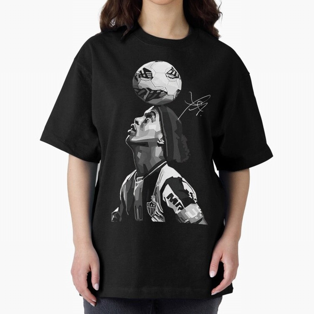 Ronaldinho - black white Oversized T-Shirt Honor the Beautiful Game during Match Day Hype around FIFA World Cup 2026 USA Canada Mexico, Cristiano Ronaldo, Haaland and CR7, England and Germany, Football Festival Excitement, Trophy Ambitions, Country