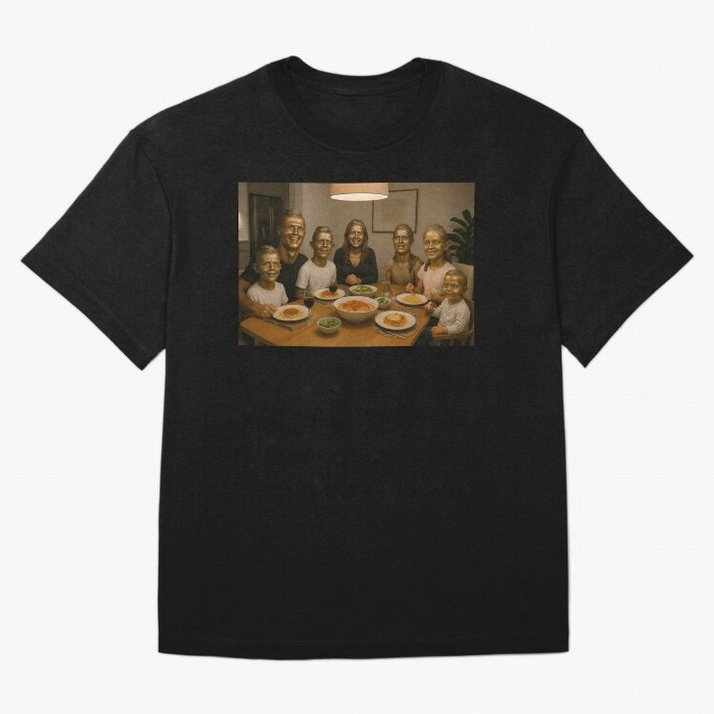 Ronaldo Bust Family Dinner Oversized T-Shirt Celebrate Soccer Greatness during the FIFA World Cup 2026 USA Canada Mexico Journey through Cristiano Ronaldo, Haaland and CR7 Highlights, Portugal, Spain and Germany Pride, Football History, Final Match