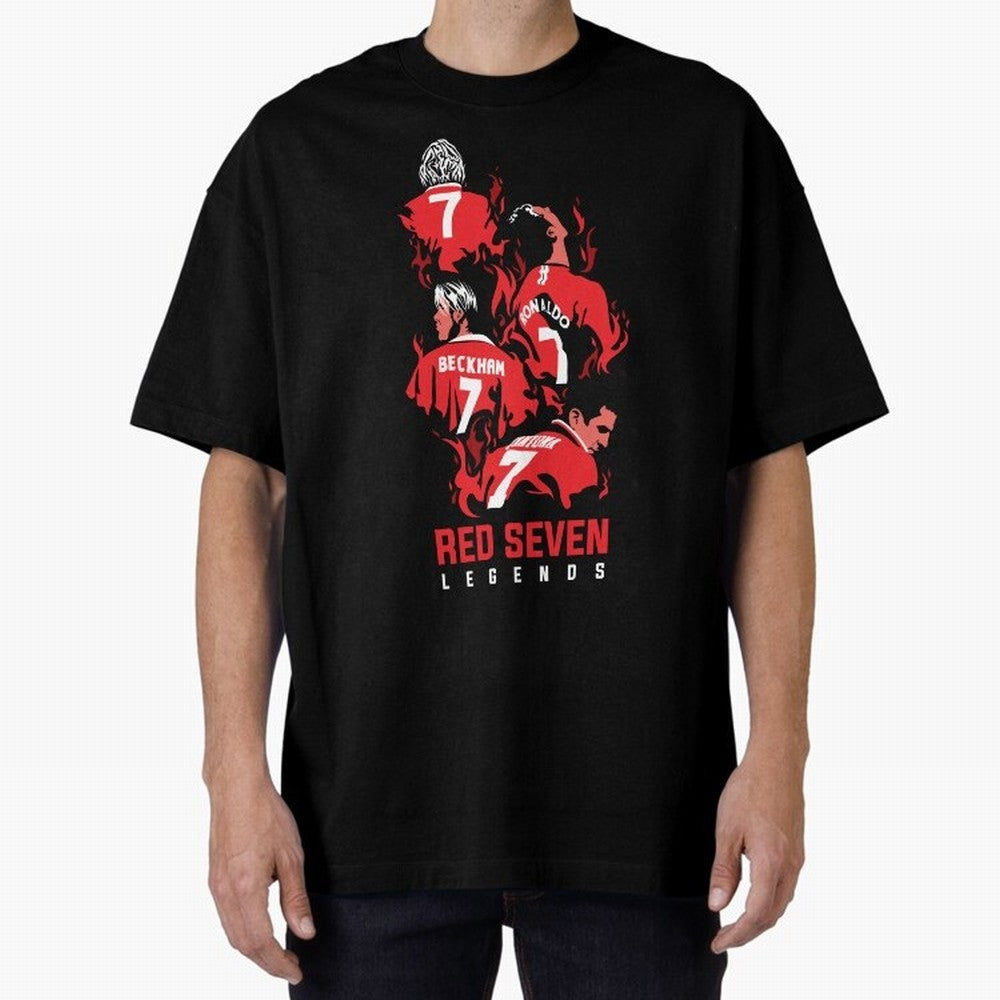 The Red Seven - Man Utd Oversized T-Shirt Celebrate FIFA World Cup 2026 for Fans of Messi and England and Germany, Bringing Football Festival Excitement, Trophy Ambitions, Country Rivalries and Star Player Buzz; Perfect for Supporters Who Want Bold
