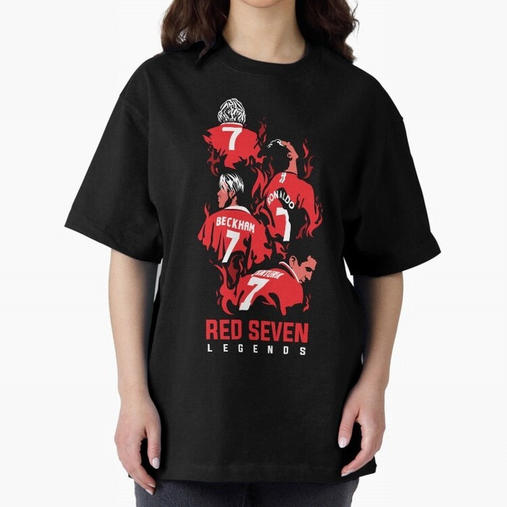 The Red Seven - Man Utd Oversized T-Shirt Celebrate FIFA World Cup 2026 for Fans of Messi and England and Germany, Bringing Football Festival Excitement, Trophy Ambitions, Country Rivalries and Star Player Buzz; Perfect for Supporters Who Want Bold