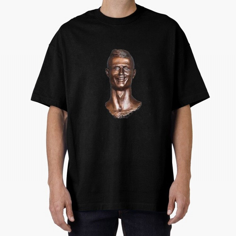 Cristiano Ronaldo Statue Oversized T-Shirt Mark FIFA World Cup 2026 Spirit, Celebrating England, France and Netherlands, Messi, CR7 and Mbappe, Goal Celebration Energy, Supporter Heritage, Football Icons and Worldwide Tournament Joy; Perfect for