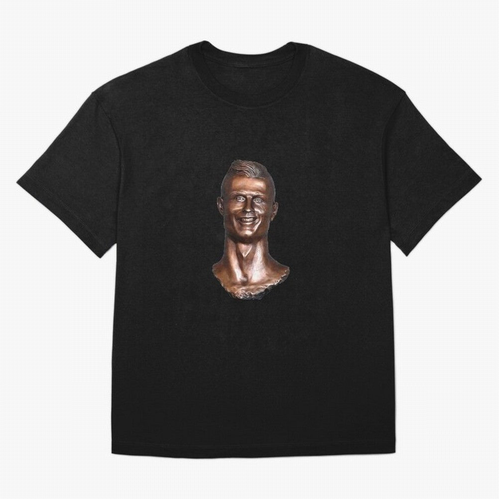 Cristiano Ronaldo Statue Oversized T-Shirt Mark FIFA World Cup 2026 Spirit, Celebrating England, France and Netherlands, Messi, CR7 and Mbappe, Goal Celebration Energy, Supporter Heritage, Football Icons and Worldwide Tournament Joy; Perfect for