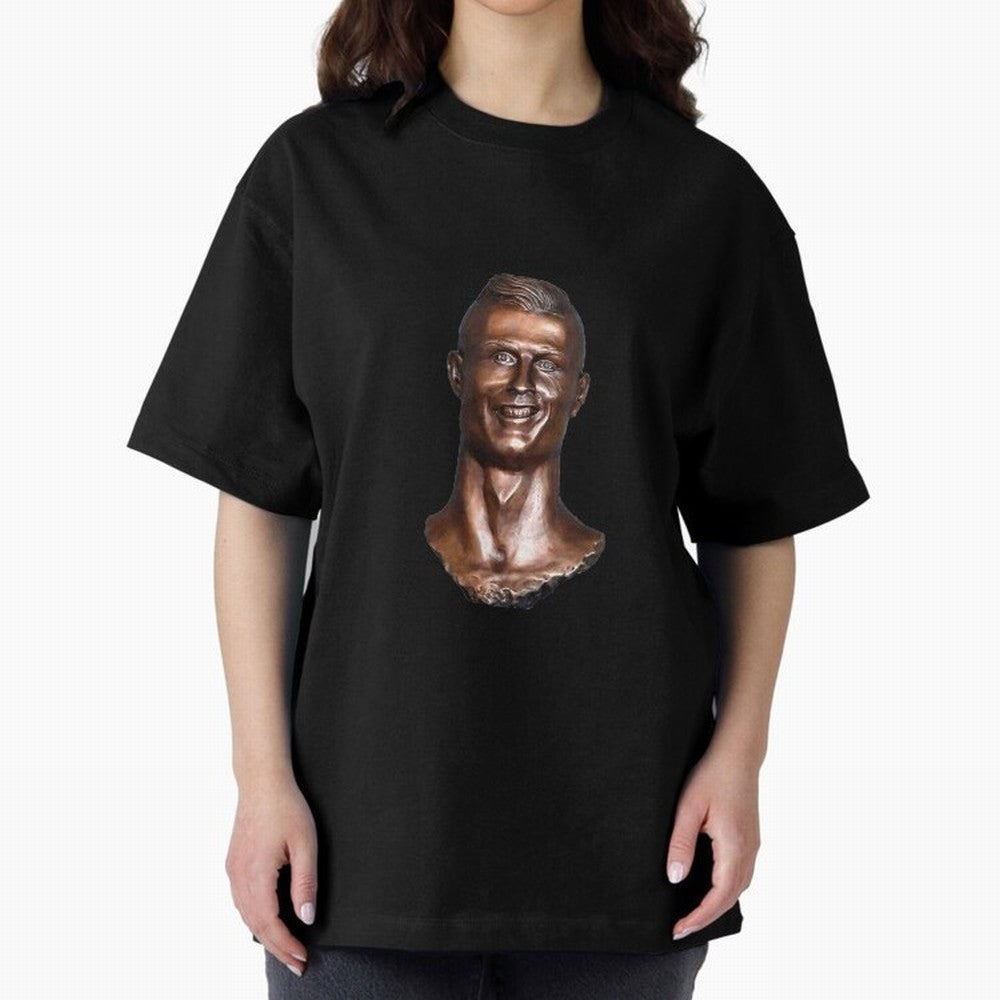 Cristiano Ronaldo Statue Oversized T-Shirt Mark FIFA World Cup 2026 Spirit, Celebrating England, France and Netherlands, Messi, CR7 and Mbappe, Goal Celebration Energy, Supporter Heritage, Football Icons and Worldwide Tournament Joy; Perfect for