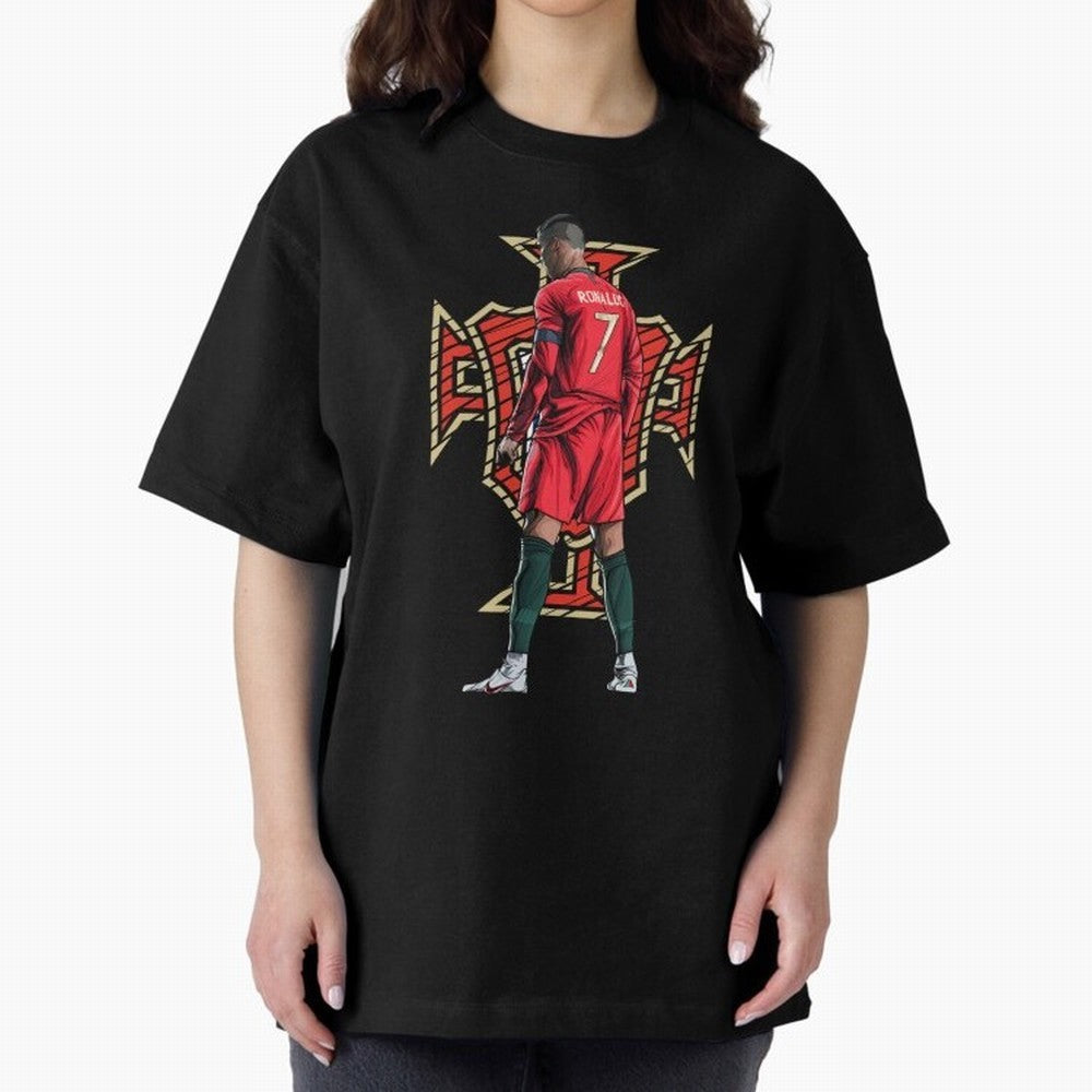 Cristiano Ronaldo Portugal Logo Oversized T-Shirt Relive Legendary Nights from FIFA World Cup 2026 USA Canada Mexico Built around Mbappe and Neymar, France Energy, Game Day Rituals, Football Legends, Country Pride and the Road to the Final; Perfect