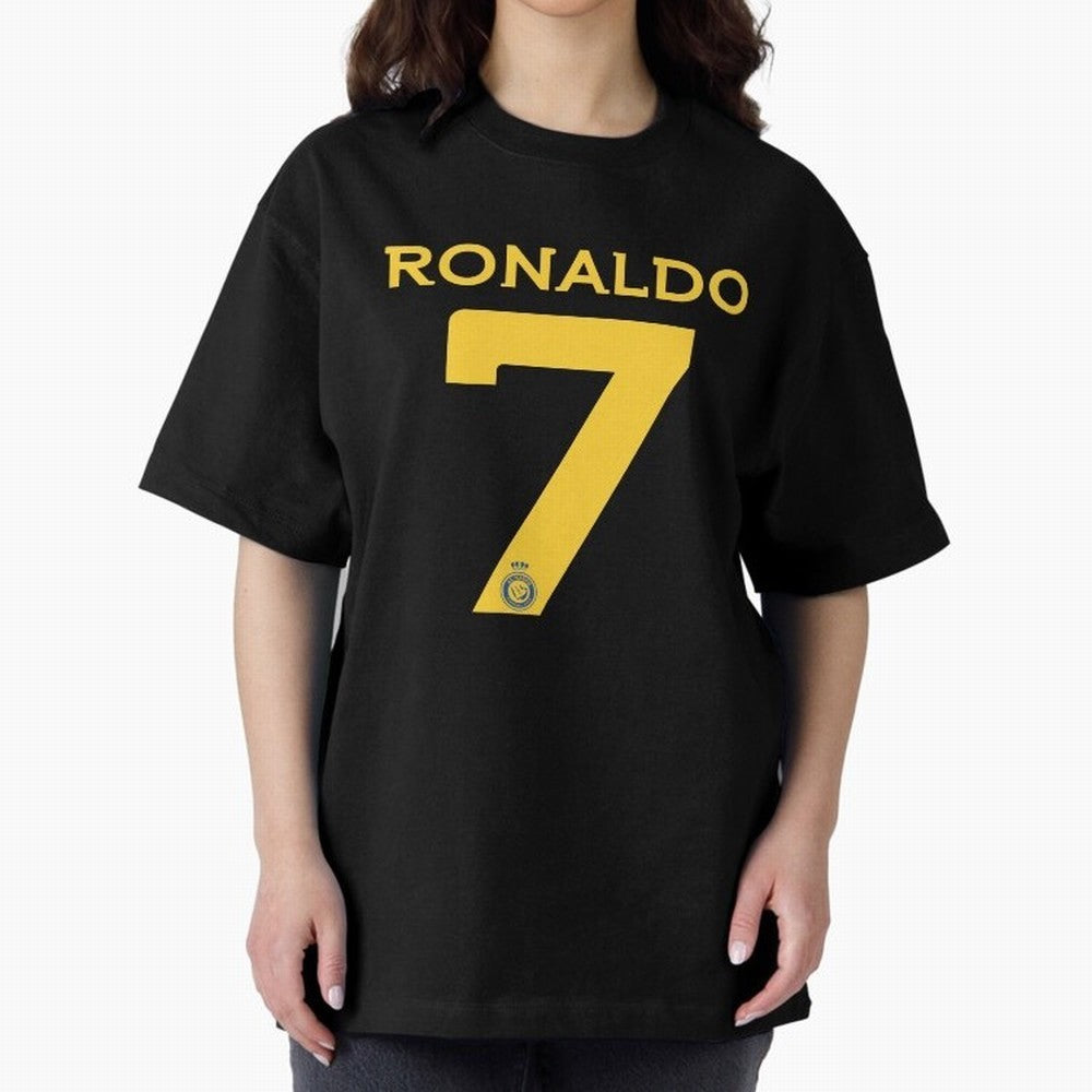 Ronaldo 7 Al-Nassr Football Club - Oversized T-Shirt Honor Football Greatness during Match Day Hype around FIFA World Cup 2026 Group Stage, Cristiano Ronaldo, Haaland and CR7, Argentina, France and Brazil, Sports Nostalgia, International