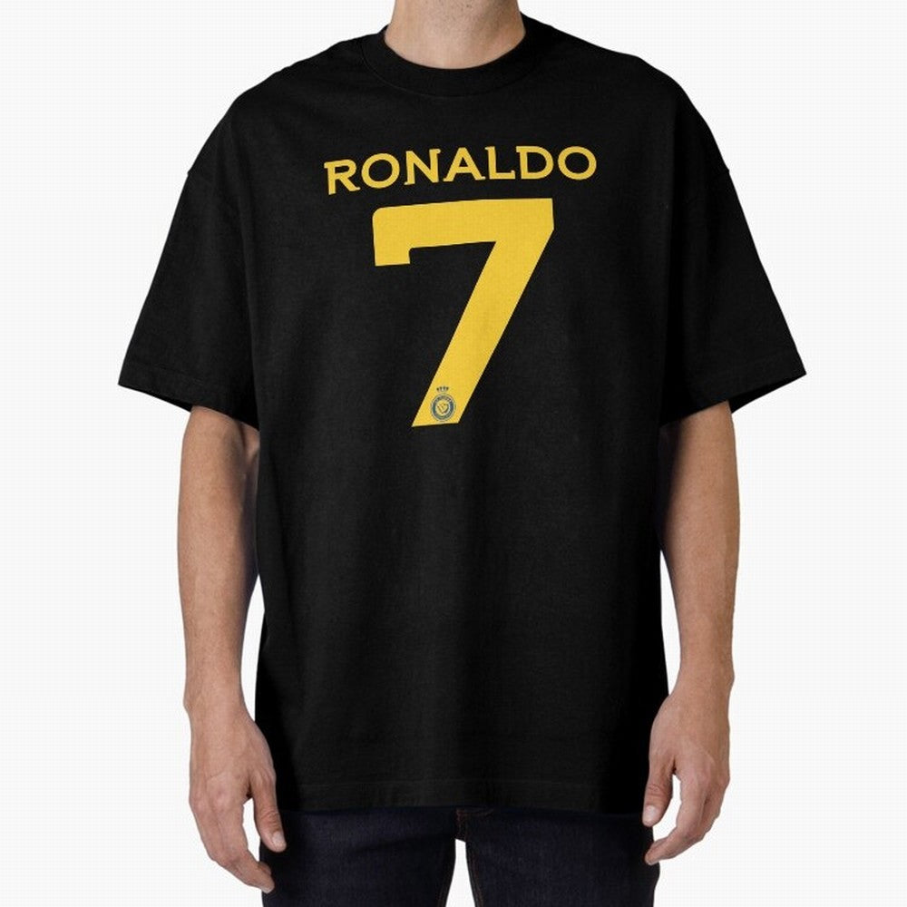 Ronaldo 7 Al-Nassr Football Club - Oversized T-Shirt Honor Football Greatness during Match Day Hype around FIFA World Cup 2026 Group Stage, Cristiano Ronaldo, Haaland and CR7, Argentina, France and Brazil, Sports Nostalgia, International