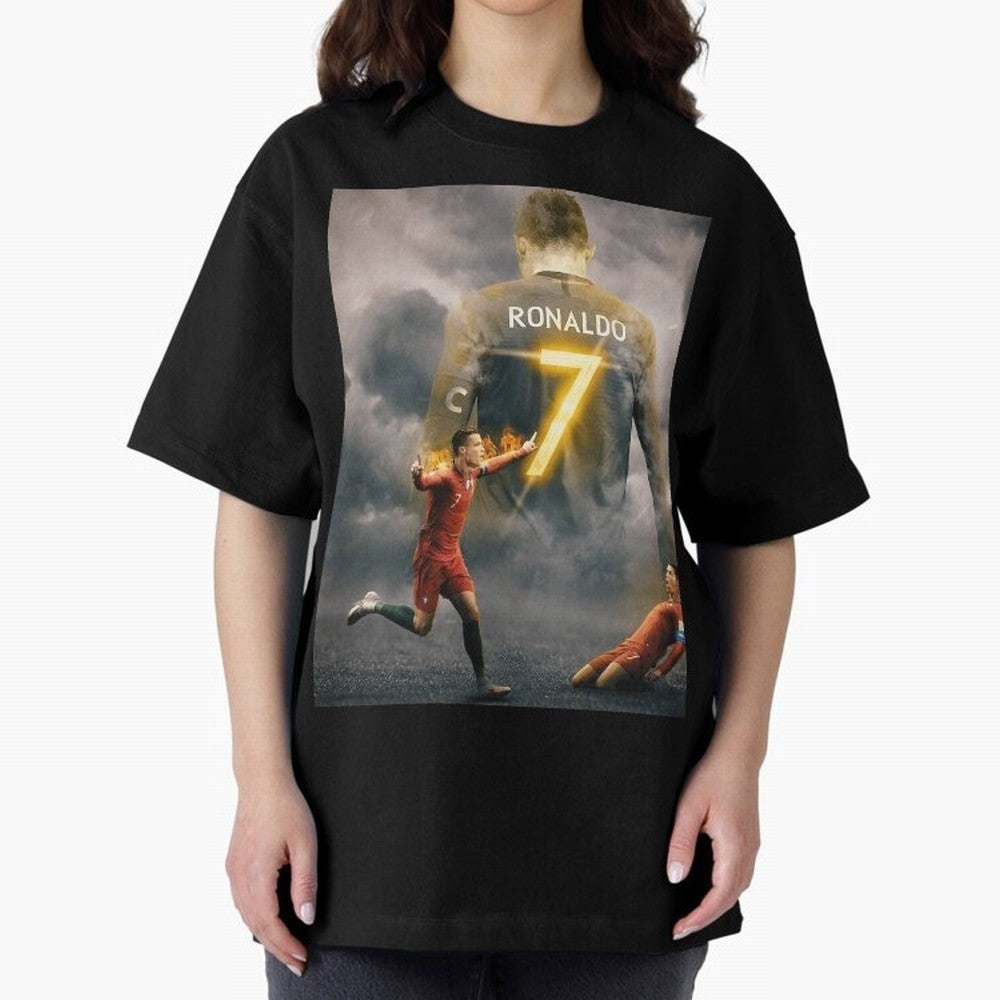 Aesthetic ronaldo poster Oversized T-Shirt Back Your Heroes with Match Day Hype around FIFA World Cup 2026 USA Canada Mexico, Mbappe, Brazil, Portugal and Argentina, Match Day Excitement, Supporter Culture, Golden Goals and Global Football Passion;