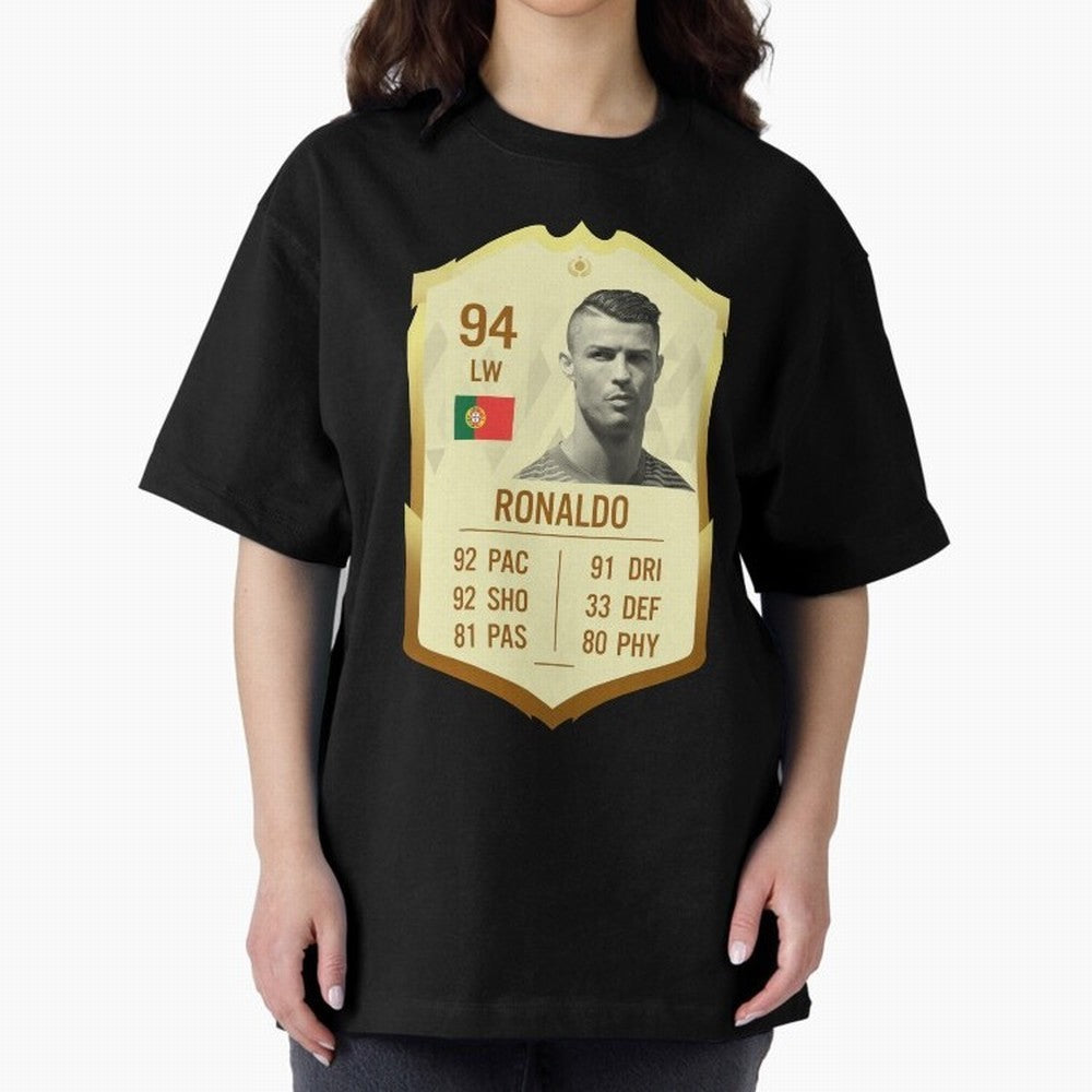 Cristiano Ronaldo Ultimate Card Oversized T-Shirt Carry the Colors and Pride of Global Football Passion for FIFA World Cup 2026 Group Stage, Centered on Haaland and Mbappe, England, France and Netherlands, Worldwide Fan Energy, Dramatic Goals,