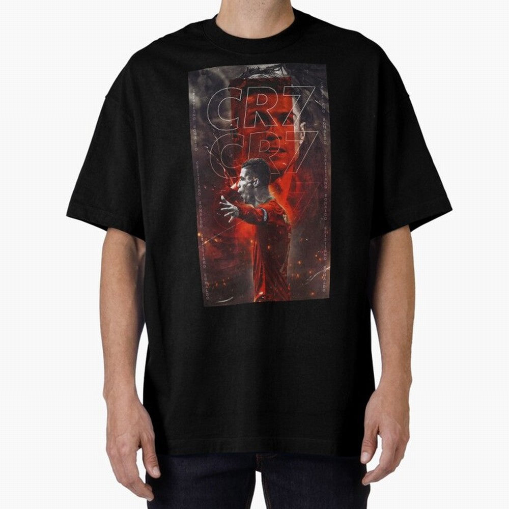 Cristiano Ronaldo Art Oversized T-Shirt Support Your Favorite Stars during FIFA World Cup 2026 for Fans of Messi, CR7 and Mbappe and England, Bringing Soccer Culture, Superstar Moments, National Team Dreams and Competitive Fire; Made for Collectors