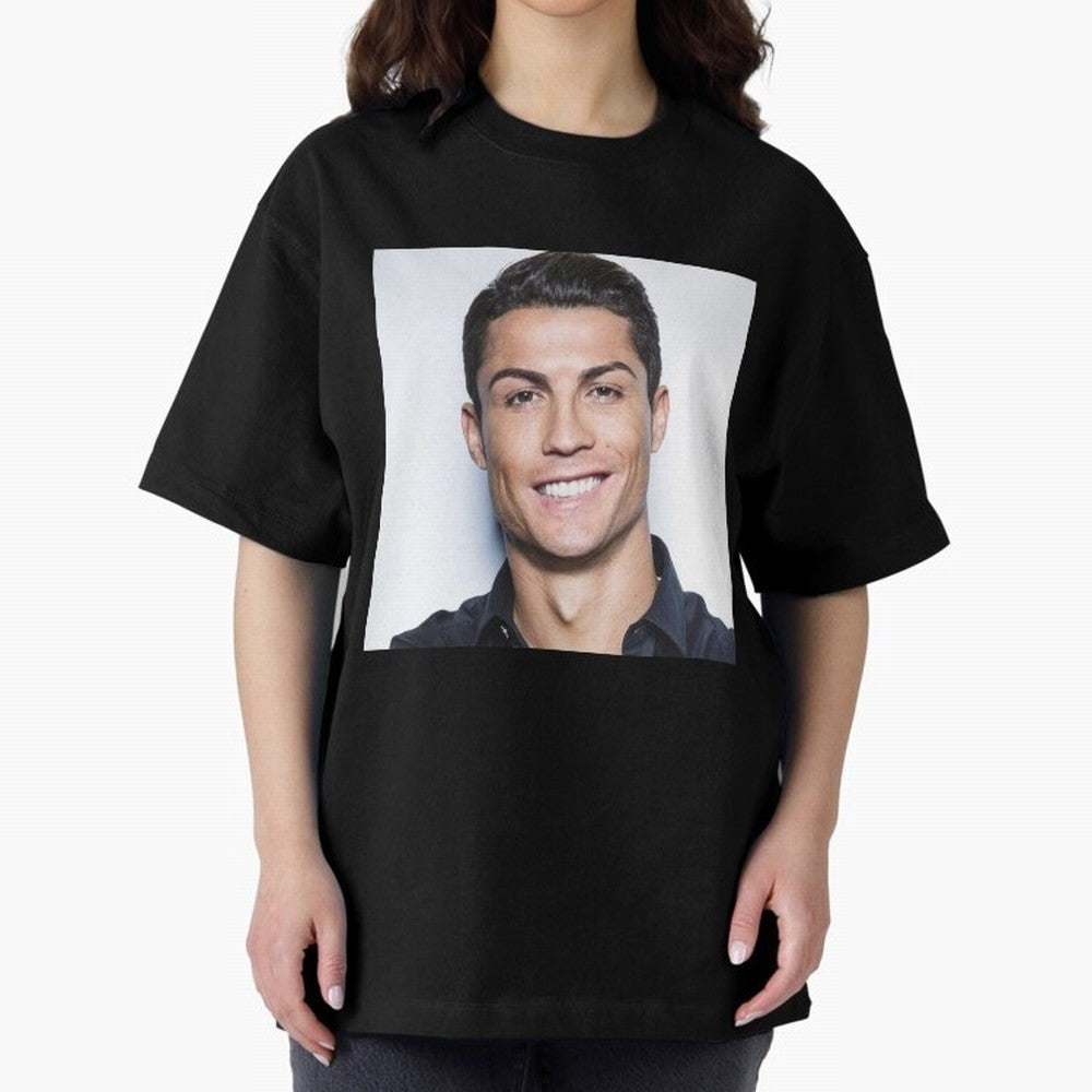 Cristiano Ronaldo Poster Oversized T-Shirt Celebrate Supporters United by Global Football Passion for FIFA World Cup 2026, Capturing Neymar, England, Retro Football Energy, Iconic Rivalries, Trophy Chase Drama and Stadium Atmosphere; Perfect for