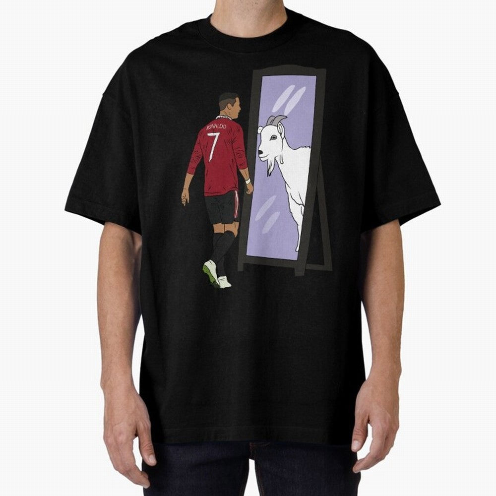 Cristiano Ronaldo Mirror GOAT Oversized T-Shirt Bring Supporter Culture to FIFA World Cup 2026 USA Canada Mexico Spirit, Centered on Brazil, Messi, Soccer Culture, Superstar Moments, National Team Dreams and Competitive Fire; Made for Collectors