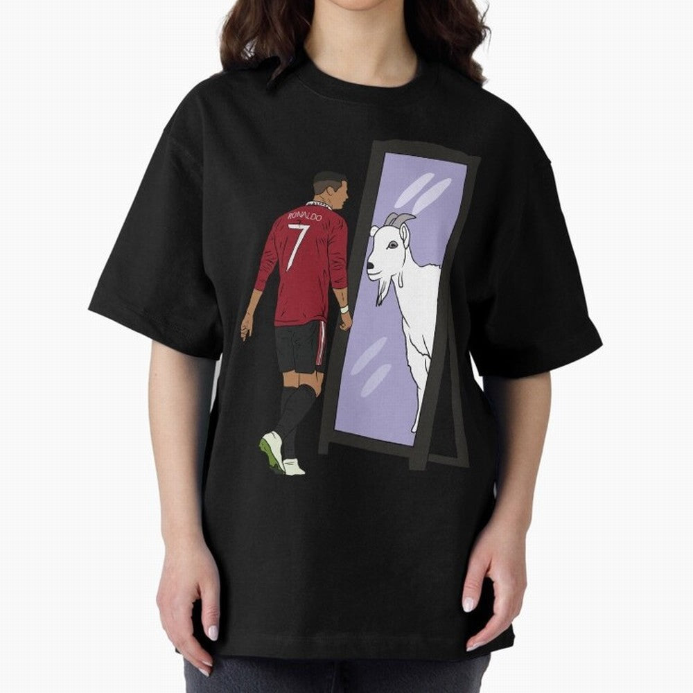 Cristiano Ronaldo Mirror GOAT Oversized T-Shirt Bring Supporter Culture to FIFA World Cup 2026 USA Canada Mexico Spirit, Centered on Brazil, Messi, Soccer Culture, Superstar Moments, National Team Dreams and Competitive Fire; Made for Collectors