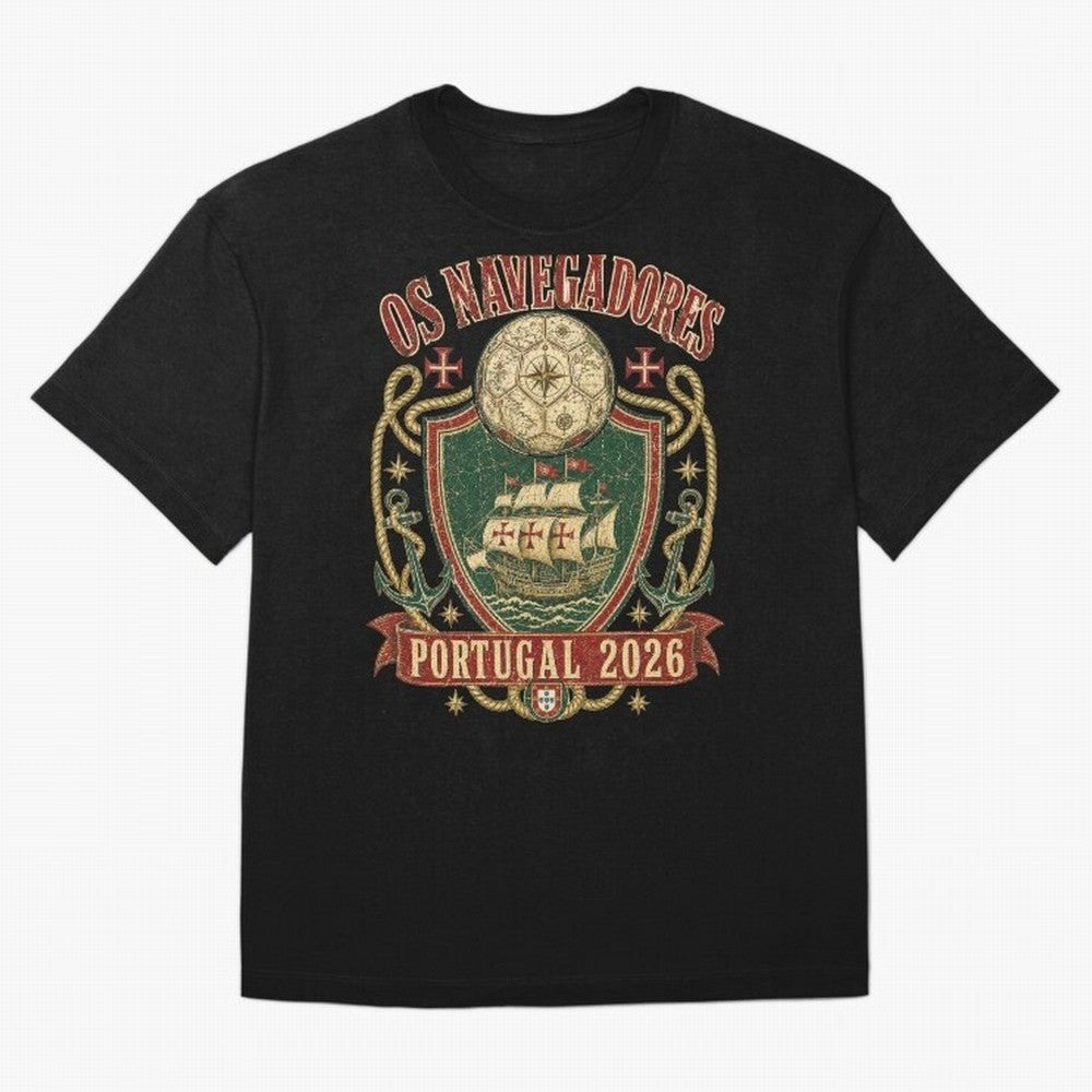 Os Navegadores Portugal 2026 World Cup Soccer T-Shirt Oversized T-Shirt Bring Global Tournament Vibes to FIFA World Cup 2026 Group Stage Highlighting Cristiano Ronaldo, Portugal, Spain and Germany Energy, Football Passion, Legendary Performances,