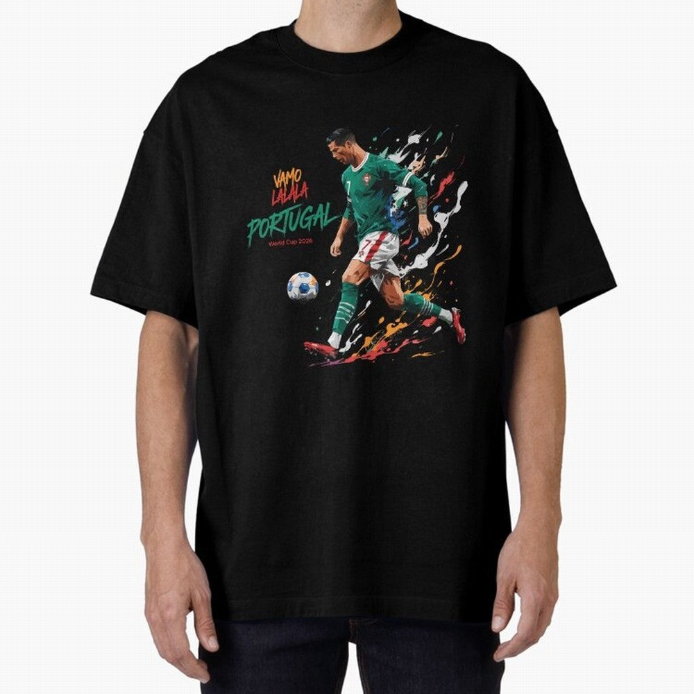 Portugal CR7 Fan World Cup 26 Oversized T-Shirt Turn Football Passion into FIFA World Cup 2026 Celebrating Messi and Cristiano Ronaldo, Spain Energy, Global Supporter Spirit, Legendary Goals, National Colors and Tournament Celebration; Great for