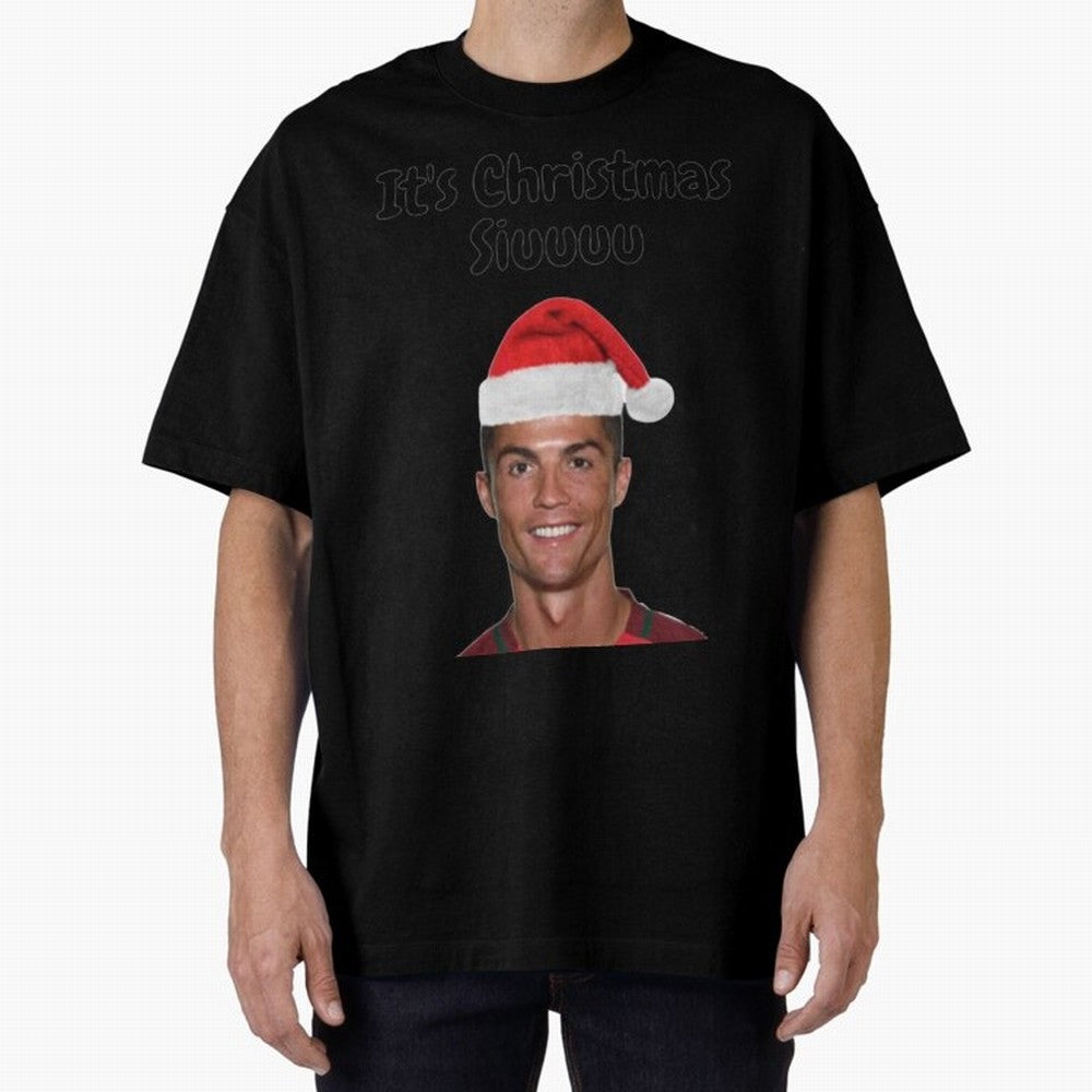 Cristiano Ronaldo Siuuu Funny Christmas Sweater Oversized T-Shirt Keep the Match Day Mood of Global Football Passion for FIFA World Cup 2026, Built around Haaland and Mbappe, England and Germany, Championship Spirit, Famous Goals, Roaring Crowds