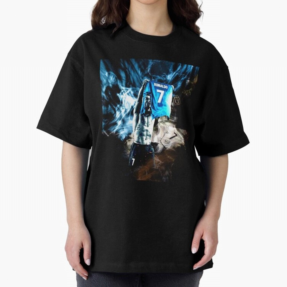 Cristiano Ronaldo Graphic Oversized T-Shirt Honor Champions and Dreams in FIFA World Cup 2026 Group Stage for Fans of CR7 and Messi and Argentina and Brazil, Bringing Classic Soccer Heritage, Championship Pressure, Fan Loyalty and International