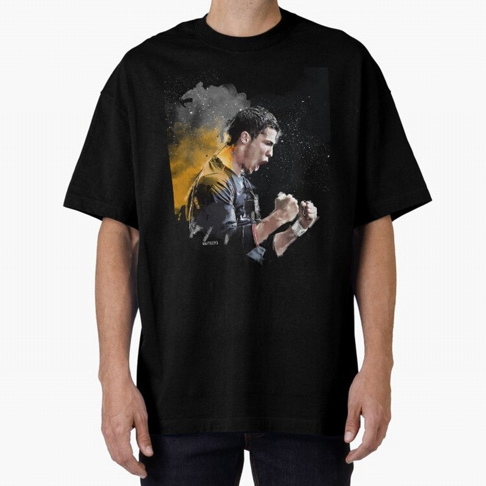 CRISTIANO RONALDO PAINTING Oversized T-Shirt Wear the Spirit of FIFA World Cup 2026 for Fans of Messi, CR7 and Mbappe and England, France and Netherlands, Bringing Tournament Hype, Historic Matchups, Family Viewing Parties and Global Sports Pride;