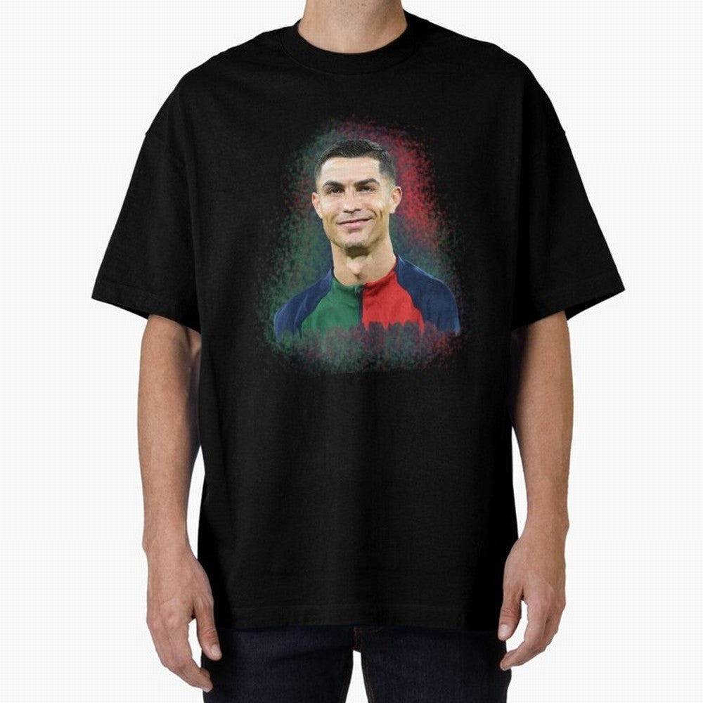 Cristiano Ronaldo digital art Oversized T-Shirt Follow FIFA World Cup 2026 USA Canada Mexico Connected to Messi, Spain Energy, Vintage Soccer Flavor, Modern Football Stars, National Flags and Final Night Emotion; Created for Match Day Parties,