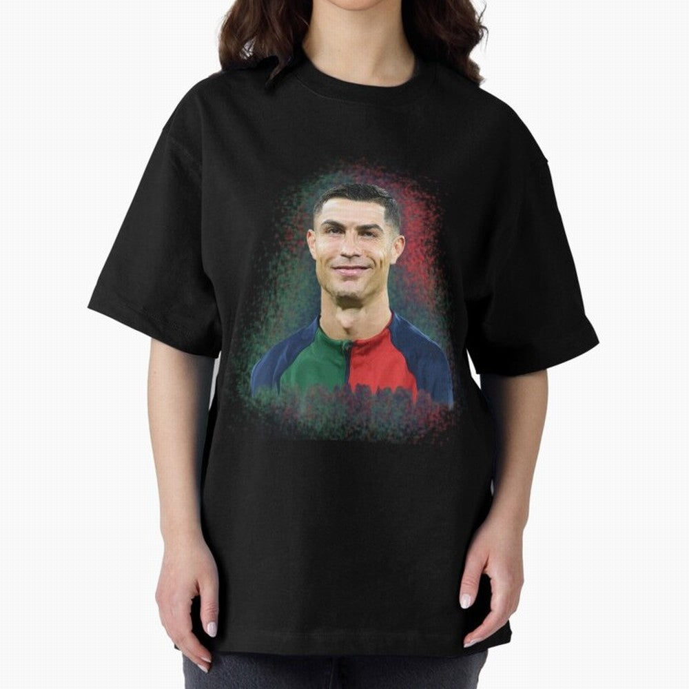 Cristiano Ronaldo digital art Oversized T-Shirt Follow FIFA World Cup 2026 USA Canada Mexico Connected to Messi, Spain Energy, Vintage Soccer Flavor, Modern Football Stars, National Flags and Final Night Emotion; Created for Match Day Parties,