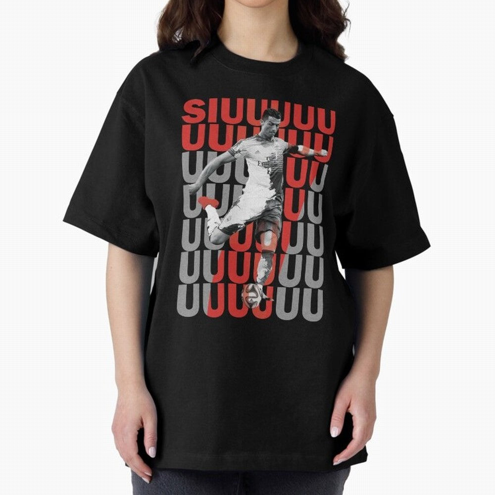 Siuuuuuu Cristiano Ronaldo Oversized T-Shirt Celebrate Football Dreams Across Global Football Passion for FIFA World Cup 2026 Group Stage, Driven by Messi, Neymar and Mbappe, Brazil, Portugal and Argentina, Goal Celebration Energy, Supporter