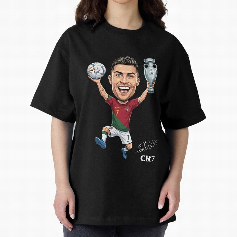 Cristiano Ronaldo Campion Oversized T-Shirt Discover FIFA World Cup 2026 USA Canada Mexico for Fans of Mbappe and Neymar and England and Germany, Bringing Soccer Culture, Superstar Moments, National Team Dreams and Competitive Fire; Created for