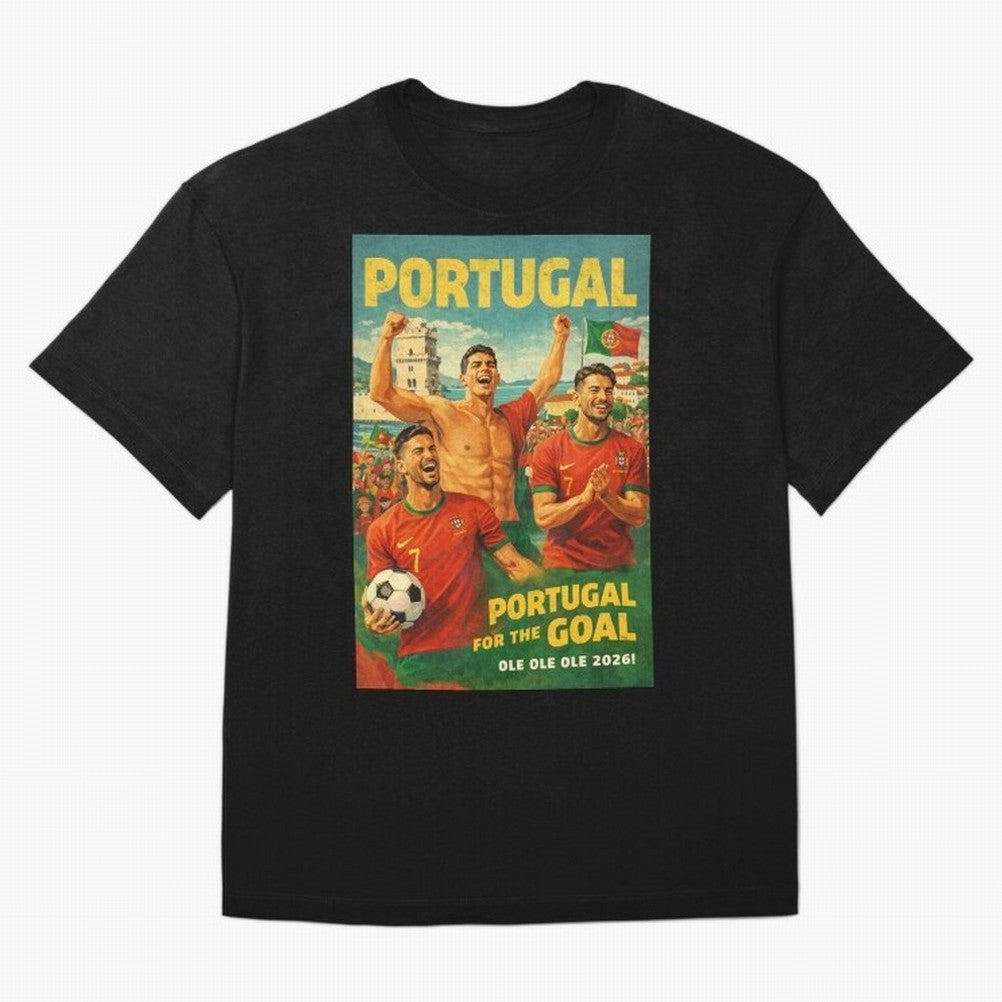 Portugal Lisbon Bel¨¦m Tower Cristiano Ronaldo FIFA World Cup Football Celebration Oversized T-Shirt Relive FIFA World Cup 2026 Spirit, Capturing England and Germany, Mbappe and Neymar, Global Supporter Spirit, Legendary Goals, National Colors and