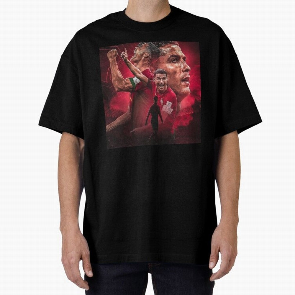 Cristiano Ronaldo - CR 7 Celebration Oversized T-Shirt Celebrate National Team Dreams in FIFA World Cup 2026 for Fans of CR7 and Spain and Netherlands, Bringing Football Passion, Legendary Performances, Festival Vibes and Supporter Community; Made