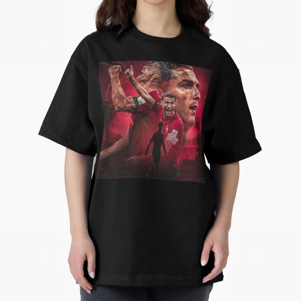 Cristiano Ronaldo - CR 7 Celebration Oversized T-Shirt Celebrate National Team Dreams in FIFA World Cup 2026 for Fans of CR7 and Spain and Netherlands, Bringing Football Passion, Legendary Performances, Festival Vibes and Supporter Community; Made