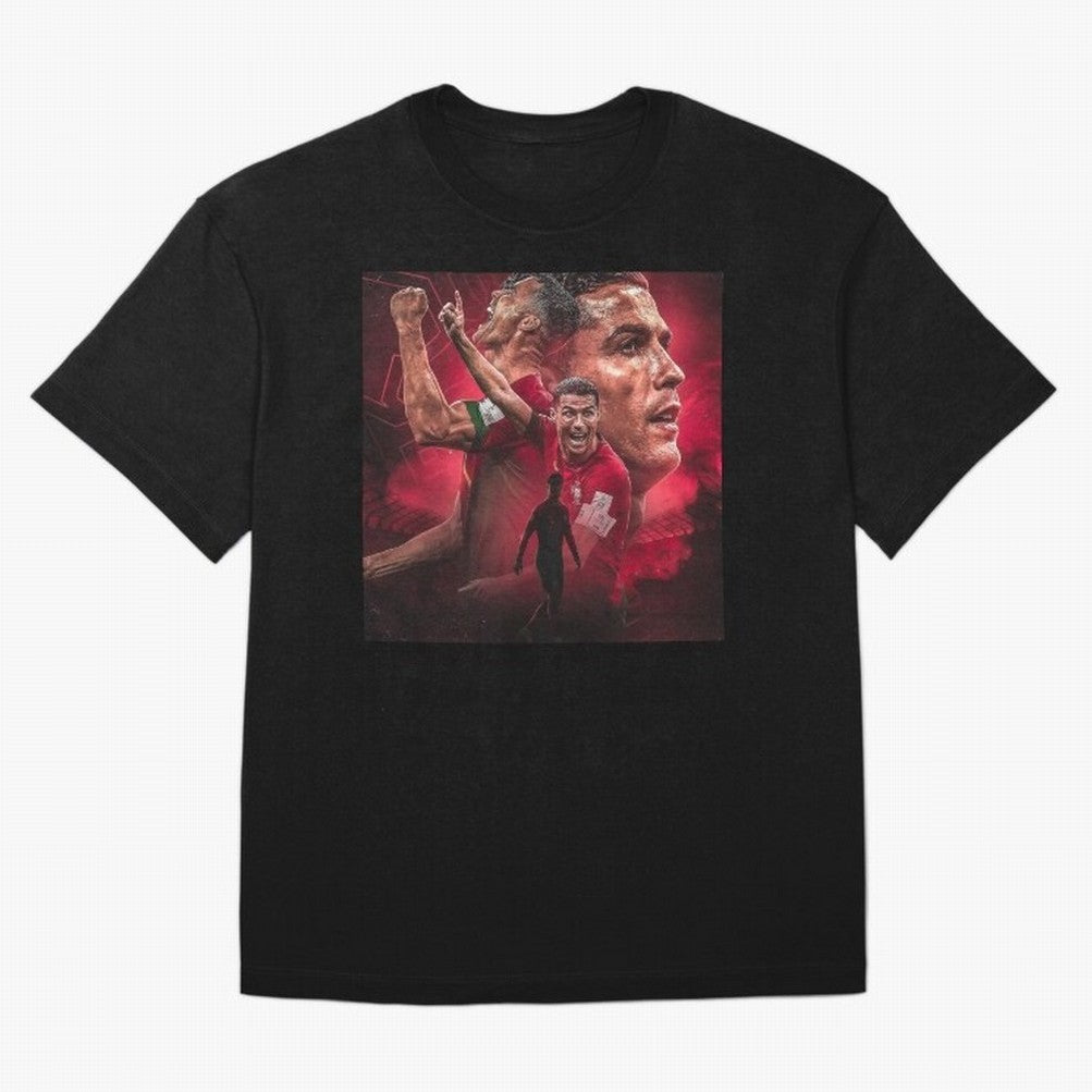 Cristiano Ronaldo - CR 7 Celebration Oversized T-Shirt Celebrate National Team Dreams in FIFA World Cup 2026 for Fans of CR7 and Spain and Netherlands, Bringing Football Passion, Legendary Performances, Festival Vibes and Supporter Community; Made