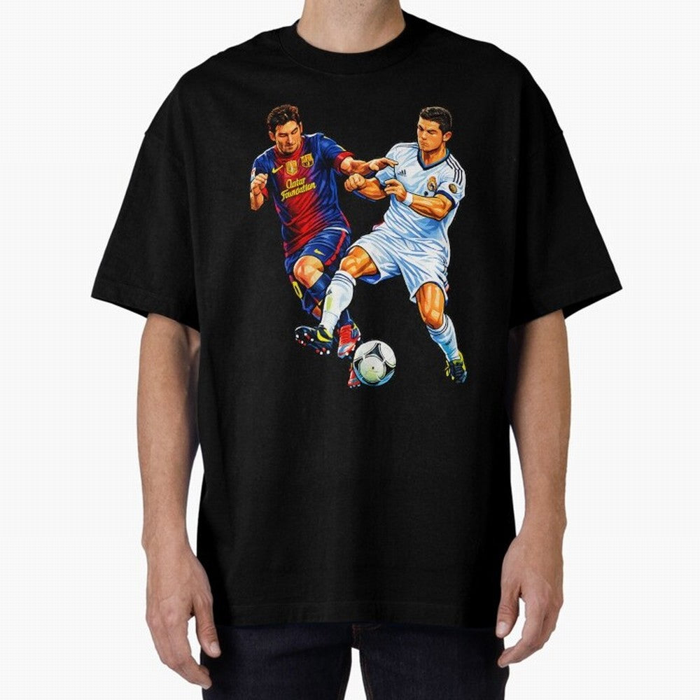 2 GOATS Oversized T-Shirt Bring Global Tournament Vibes to Match Day Hype around FIFA World Cup 2026, CR7 and Messi, Brazil, Match Day Excitement, Supporter Culture, Golden Goals and Global Football Passion; Made for Die Hard Supporters, Soccer
