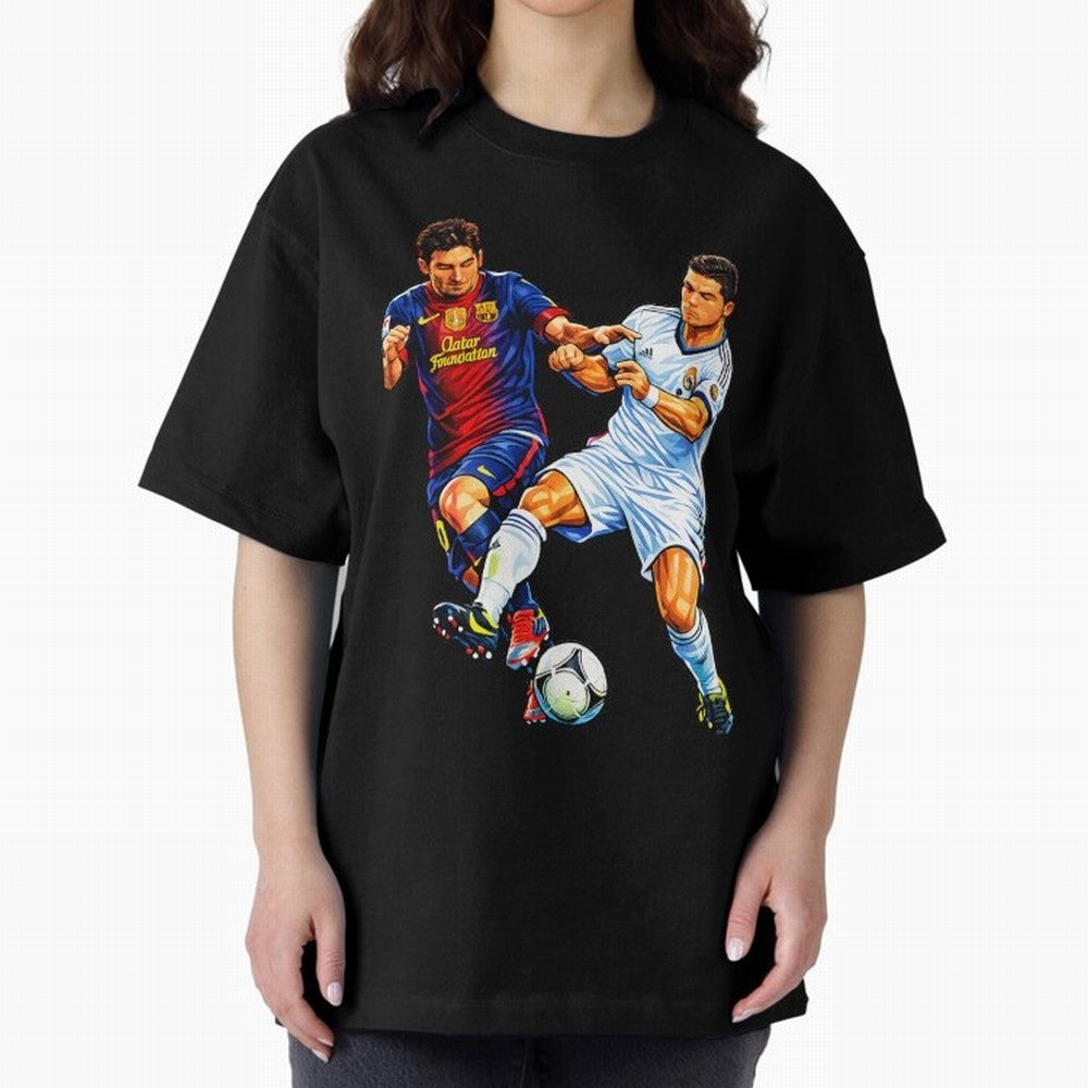2 GOATS Oversized T-Shirt Bring Global Tournament Vibes to Match Day Hype around FIFA World Cup 2026, CR7 and Messi, Brazil, Match Day Excitement, Supporter Culture, Golden Goals and Global Football Passion; Made for Die Hard Supporters, Soccer