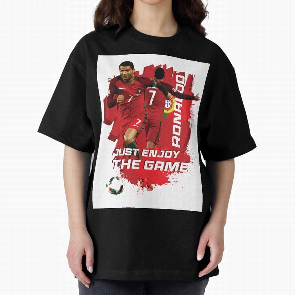Cristiano Ronaldo Oversized T-Shirt Show Match Day Excitement for FIFA World Cup 2026 Group Stage Spirit, Connected to Brazil, CR7, Classic Soccer Heritage, Championship Pressure, Fan Loyalty and International Pride; Built for Supporters Chasing