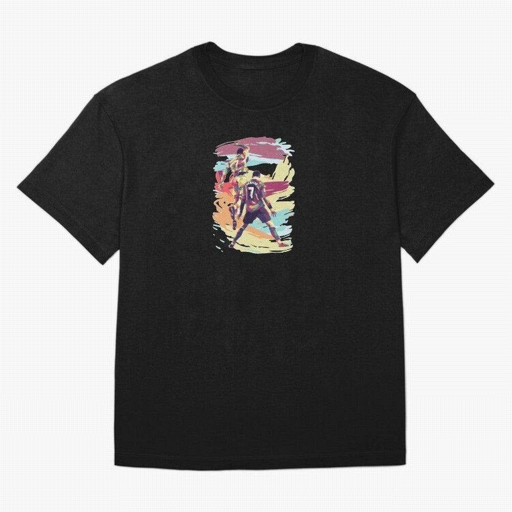 Illustration Cristiano Ronaldo CR7 Oversized T-Shirt Relive Legendary Nights from Match Day Hype around FIFA World Cup 2026 Group Stage, Messi, Germany, Fan Favorite Moments, National Team Passion, Big Match Drama and Soccer History; Great for