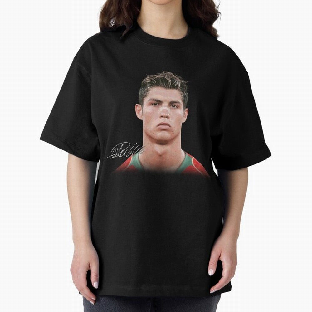 Cristiano Ronaldo T-Shirt Big Face Young Ronaldo Graphic Tee Oversized T-Shirt Feel FIFA World Cup 2026 Spirit, Connected to Spain and Netherlands, CR7, Classic Soccer Heritage, Championship Pressure, Fan Loyalty and International Pride; Made for