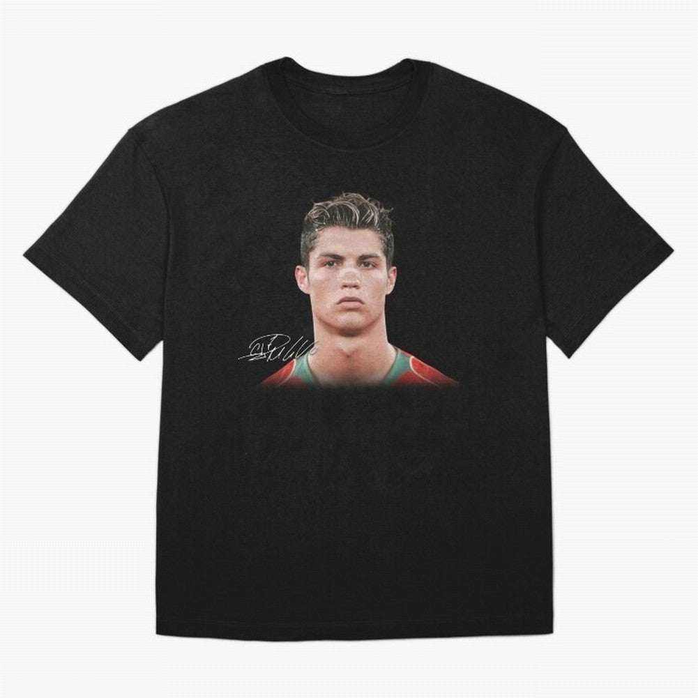 Cristiano Ronaldo T-Shirt Big Face Young Ronaldo Graphic Tee Oversized T-Shirt Feel FIFA World Cup 2026 Spirit, Connected to Spain and Netherlands, CR7, Classic Soccer Heritage, Championship Pressure, Fan Loyalty and International Pride; Made for