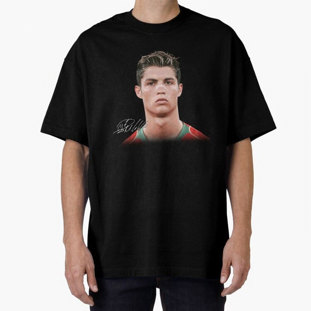 Cristiano Ronaldo T-Shirt Big Face Young Ronaldo Graphic Tee Oversized T-Shirt Feel FIFA World Cup 2026 Spirit, Connected to Spain and Netherlands, CR7, Classic Soccer Heritage, Championship Pressure, Fan Loyalty and International Pride; Made for