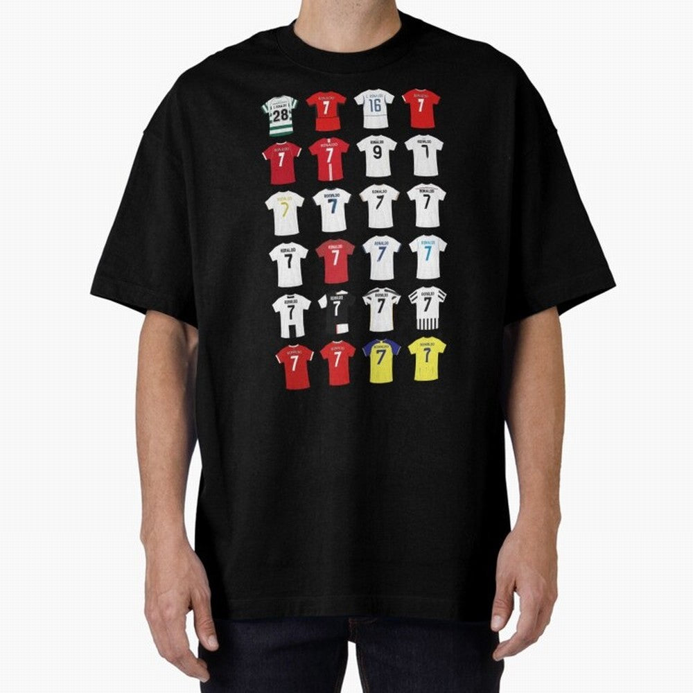 Cristiano Ronaldo Football Oversized T-Shirt Celebrate Soccer Greatness during FIFA World Cup 2026 Featuring Neymar, Brazil, Portugal and Argentina Energy, Global Supporter Spirit, Legendary Goals, National Colors and Tournament Celebration; Made