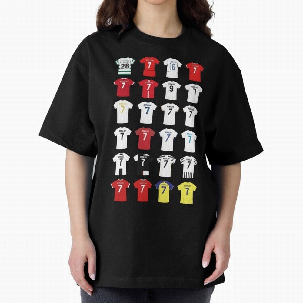 Cristiano Ronaldo Football Oversized T-Shirt Celebrate Soccer Greatness during FIFA World Cup 2026 Featuring Neymar, Brazil, Portugal and Argentina Energy, Global Supporter Spirit, Legendary Goals, National Colors and Tournament Celebration; Made