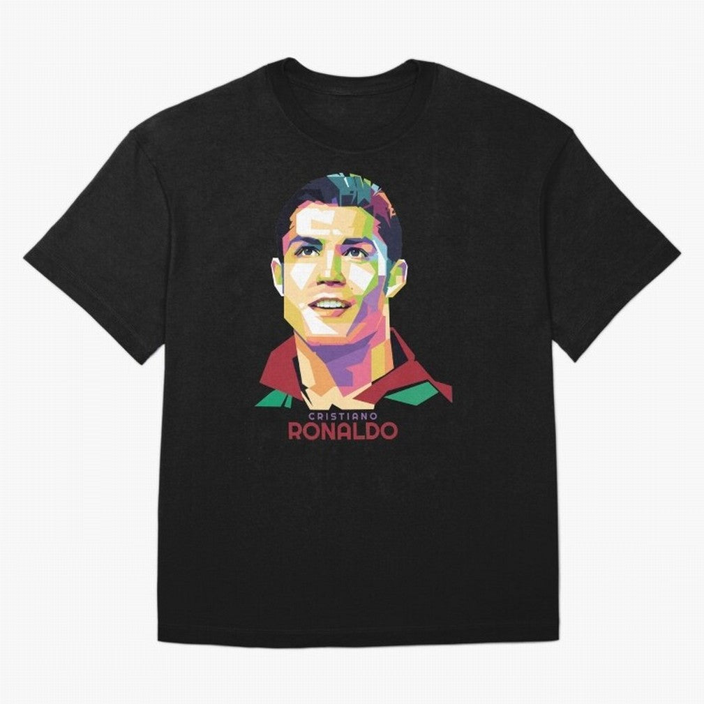 Geometric Celebrity Cristiano Ronaldo Oversized T-Shirt Share the Excitement of FIFA World Cup 2026 USA Canada Mexico for Fans of Messi and Cristiano Ronaldo and Netherlands, Bringing Football Passion, Legendary Performances, Festival Vibes and