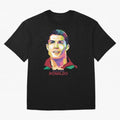Geometric Celebrity Cristiano Ronaldo Oversized T-Shirt Share the Excitement of FIFA World Cup 2026 USA Canada Mexico for Fans of Messi and Cristiano Ronaldo and Netherlands, Bringing Football Passion, Legendary Performances, Festival Vibes and