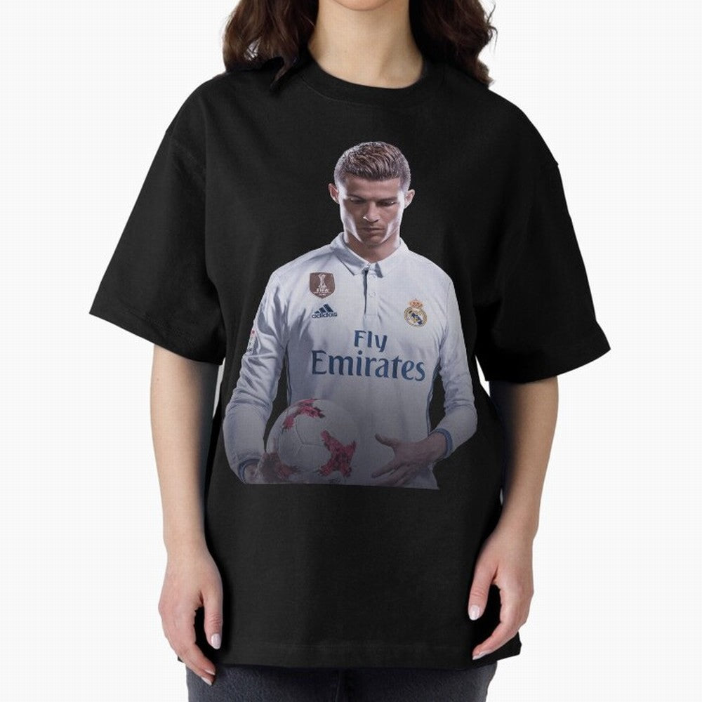 Ronaldo Madrid Jersey Poster Oversized T-Shirt Represent Match Day Hype around FIFA World Cup 2026, Neymar, Netherlands, Champion Mindset, Group Stage Buzz, Knockout Tension and Passionate Fan Culture; Perfect for People Who Love Argentina, Brazil,