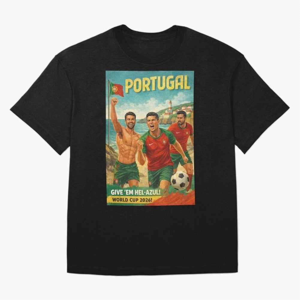Portugal Hel-Azul Spirit at Cabo da Roca and Bel¨¦m Tower for FIFA World Cup 2026 Oversized T-Shirt Remember FIFA World Cup 2026 USA Canada Mexico for Fans of Neymar and England and Germany, Bringing Football Passion, Legendary Performances,