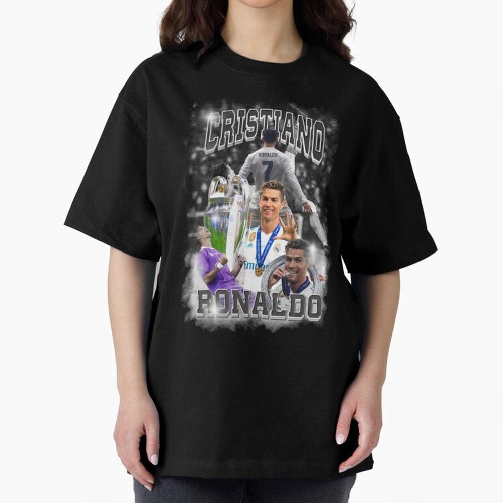 Cristiano Ronaldo Oversized T-Shirt Show Passion for the Stars of Match Day Hype around FIFA World Cup 2026 USA Canada Mexico, Messi, CR7 and Mbappe, England, France and Netherlands, Retro Football Energy, Iconic Rivalries, Trophy Chase Drama and