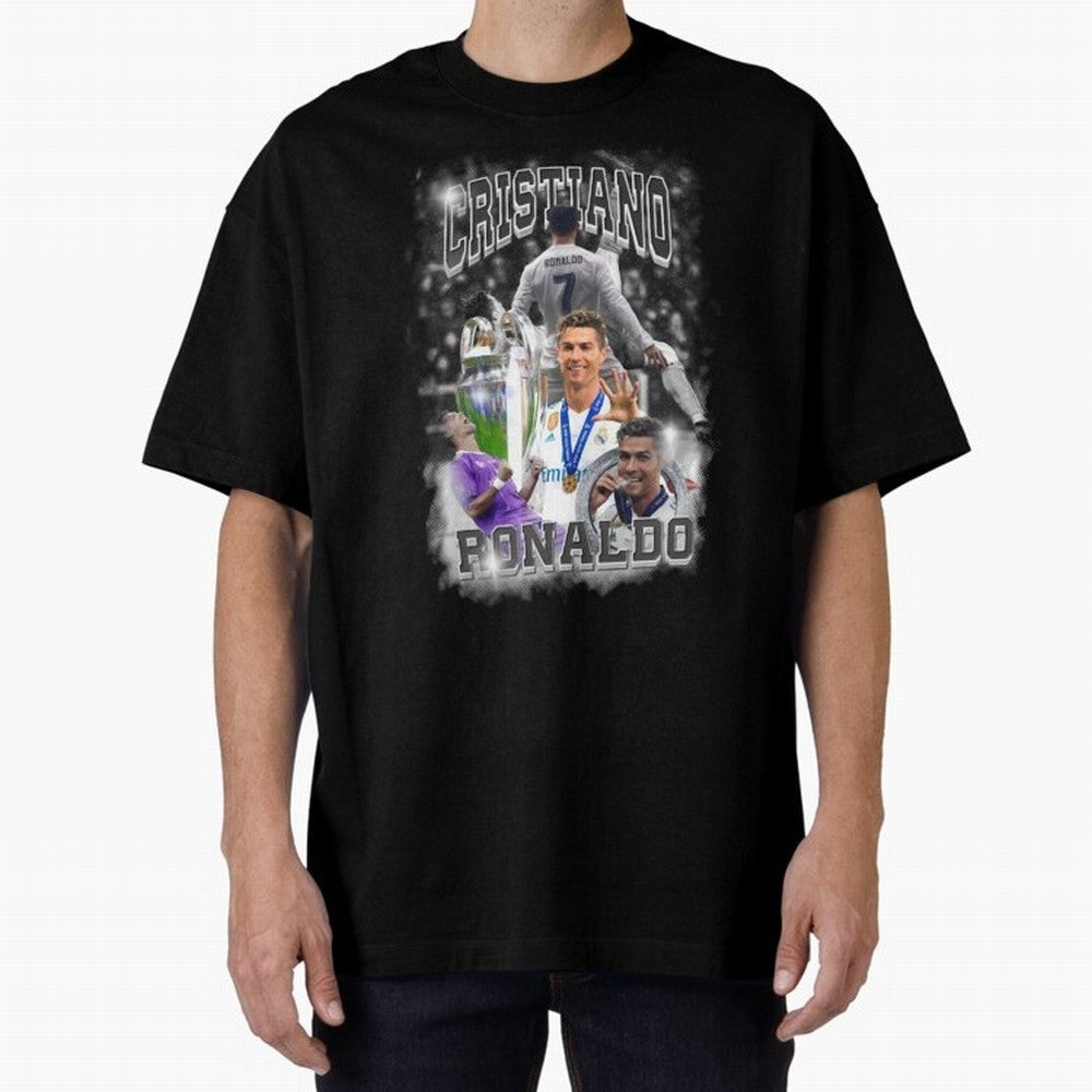 Cristiano Ronaldo Oversized T-Shirt Show Passion for the Stars of Match Day Hype around FIFA World Cup 2026 USA Canada Mexico, Messi, CR7 and Mbappe, England, France and Netherlands, Retro Football Energy, Iconic Rivalries, Trophy Chase Drama and