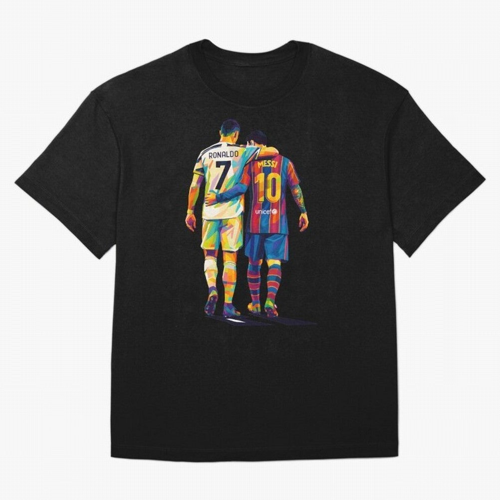 Cristiano Ronaldo and Messi Wpap Art Oversized T-Shirt Capture Stadium Memories from Global Football Passion for FIFA World Cup 2026 Group Stage, Made for Cristiano Ronaldo, Haaland and CR7, Portugal, Classic Soccer Heritage, Championship Pressure,