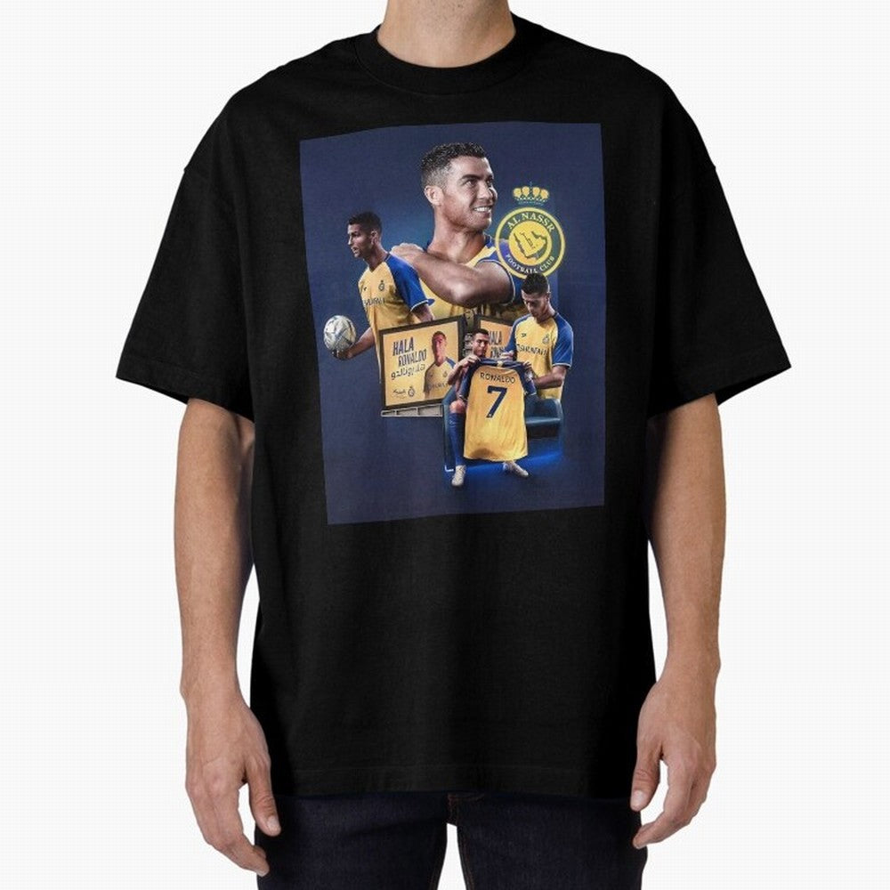 Art Cristiano Ronaldo Wallpaper Oversized T-Shirt Follow Every Goal of FIFA World Cup 2026 Highlighting Cristiano Ronaldo, Haaland and CR7, Argentina Energy, Worldwide Fan Energy, Dramatic Goals, Stadium Lights and Championship Celebrations;