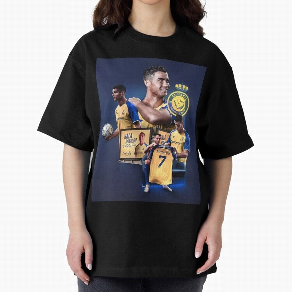 Art Cristiano Ronaldo Wallpaper Oversized T-Shirt Follow Every Goal of FIFA World Cup 2026 Highlighting Cristiano Ronaldo, Haaland and CR7, Argentina Energy, Worldwide Fan Energy, Dramatic Goals, Stadium Lights and Championship Celebrations;